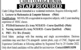 Cadet College Islamabad Jobs